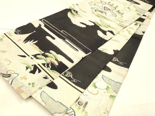 風景鹿の子草花文