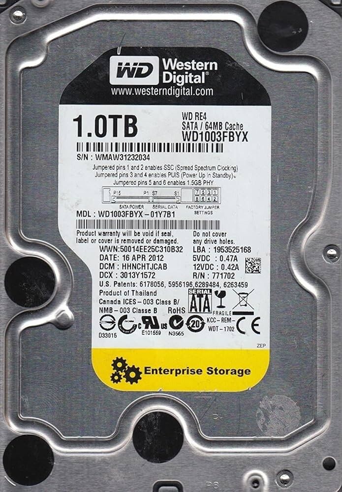 Western Digital 1000GB 3.5 WD1003FBYX HDD - -