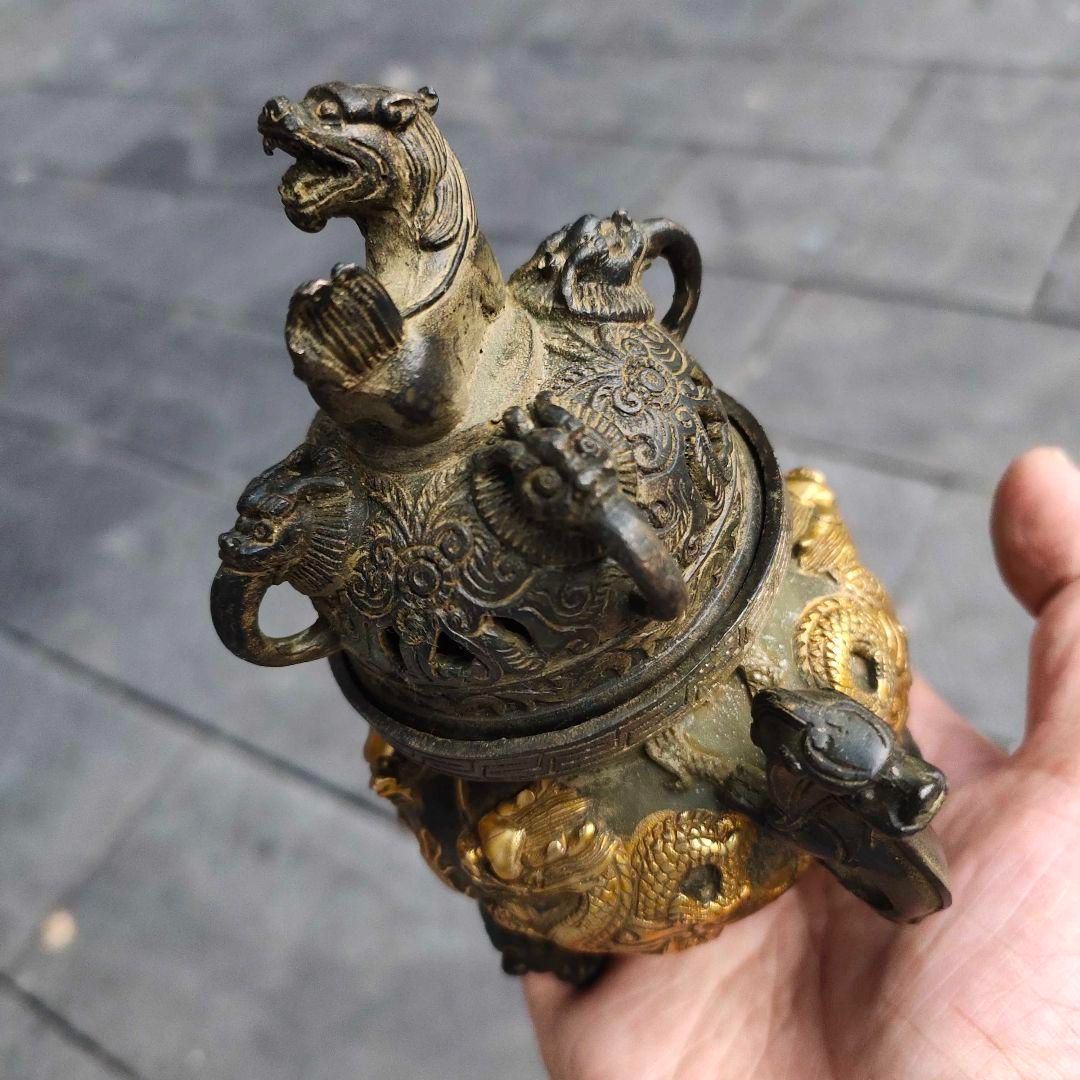 双龍戯珠香炉 銅器 稀少品 珍品 茶道具 重厚 極細工 工芸品 美術品 置物 銅 細工 二龍戯珠薫香炉 香道具 仏具 工芸品 美術品 置物 - メルカリ