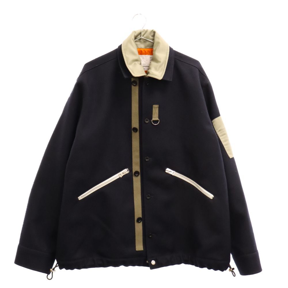 Sacai (サカイ) 23AW Wool Melton Blouson ウールメルトンシャツブルゾン ネイビー/カーキ 23-03115M -  メルカリ