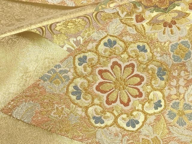◆955◆六通柄　袋帯　刺繍　華文　有職文様　唐花草　着物帯　和装着物 ◇1295◇六通柄 袋帯 菊花 華文 花唐草 着物帯 和装 - メルカリ