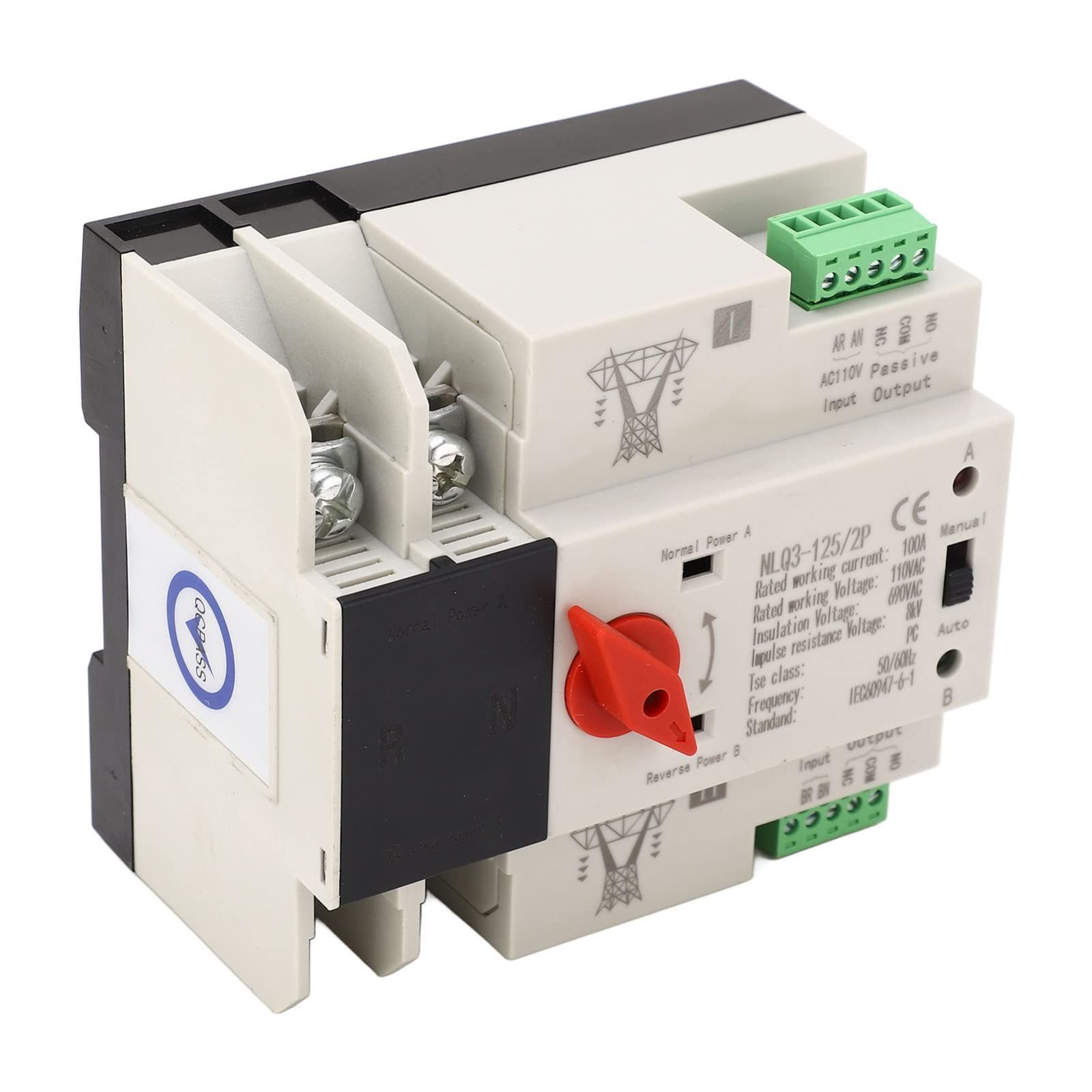 新品 電源切替スイッチ 電源自動切替器 AC110V コンパクトな自動転送スイッチ 舷側外エンジンモータ 消火スイッチ 2電源自動切替スイッチ 2次側 配電 ATS切替 切替スイッチ