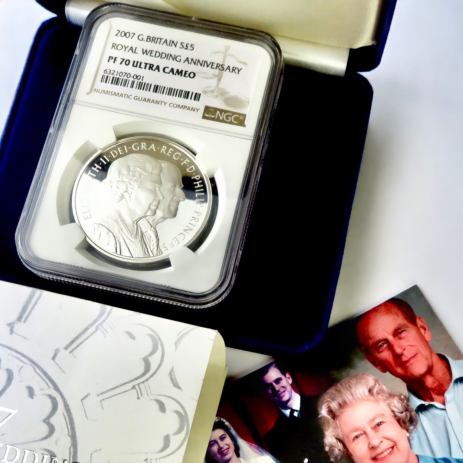 2007 イギリス ダイヤモンドウエディング 5ポンド銀貨 NGC PF70UC 2007