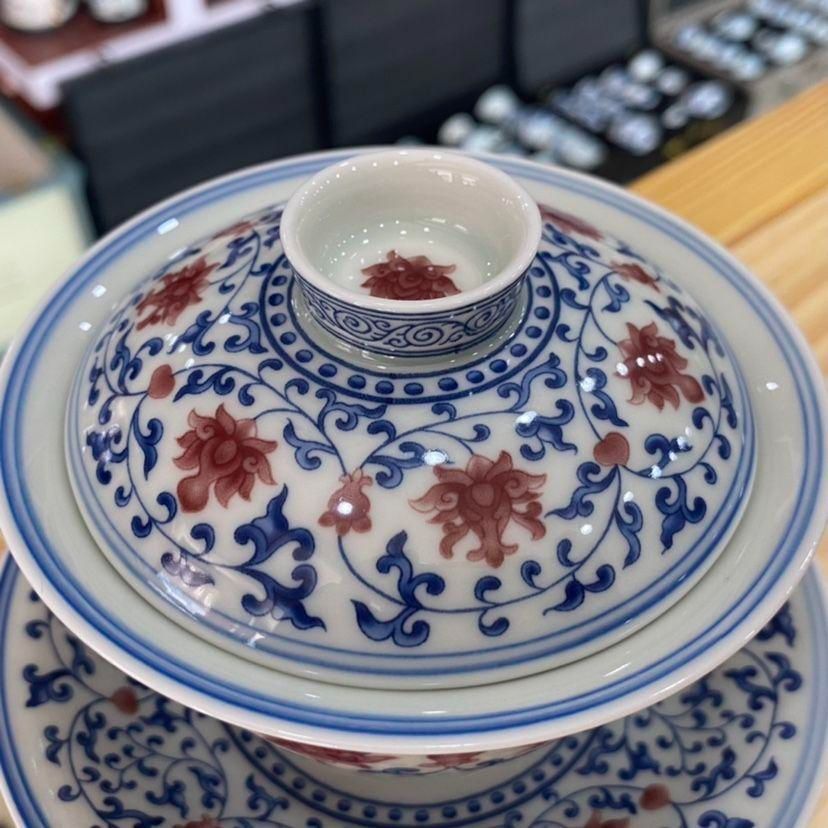 景徳鎮 青花釉里紅三才蓋碗 茶碗 煎茶器 未使用品 景徳鎮 青花釉里紅三才蓋碗 茶碗 煎茶器 未使用品 - メルカリ