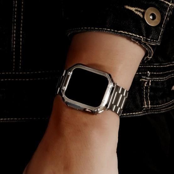 AppleWatch ベルト ステンレス 銀 バンド アップルウォッチ かっこいい 大人 E017【SHOPS T】