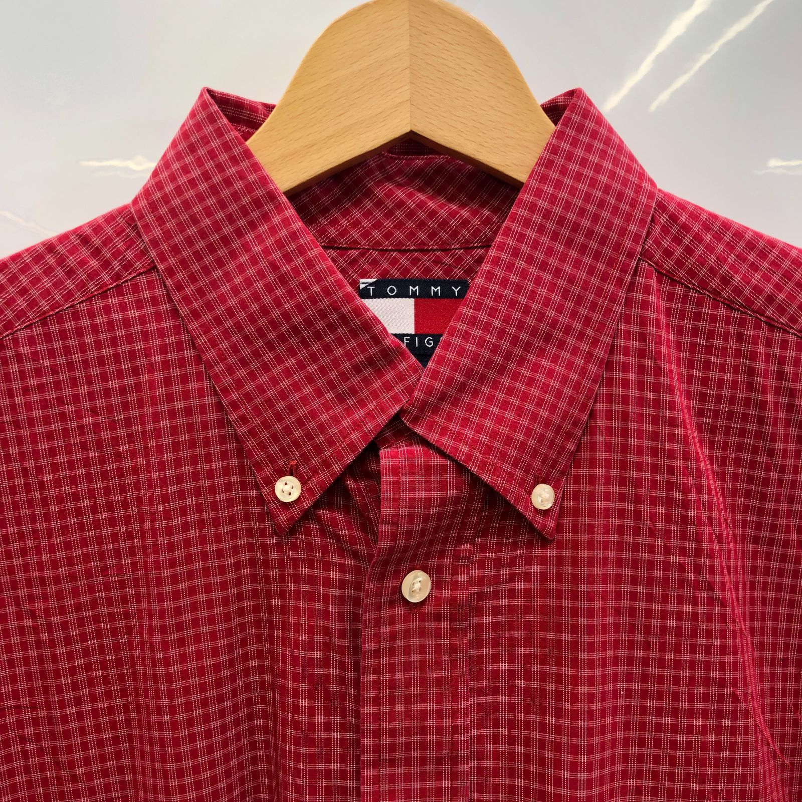 90's tommy jeans 半袖シャツ ギンガムチェック 青 サイズM トミージーンズ 90s ヴィンテージ TOMMY JEANS トミージーンズ チェック柄