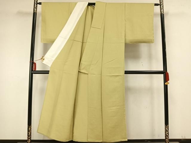 平和屋着物●上質な色無地　吉祥地紋　草色　正絹　逸品　CAAX5716gh 平和屋着物○上質な色無地 吉祥地紋 草色 正絹 逸品 CAAX5716gh