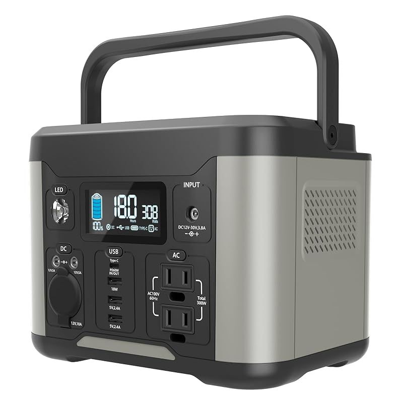 多摩電子工業 300Wポータブル電源 TL127GY-KW 288Wh 80000mAh 3.6V換算 リチウムイオンバッテリー採用 PD60W デュアル急速蓄電に対応端子装備