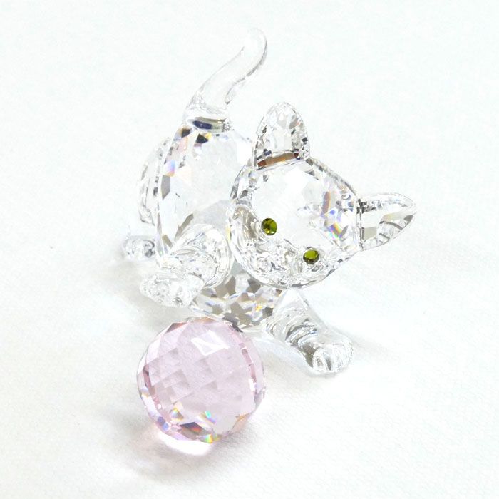 郵送買取 新品5台以上送料無料キャンペーン中！！  SWAROVSKI スワロフスキー 子ネコ(ピンクボール) オブジェ 彫刻+オブジェ