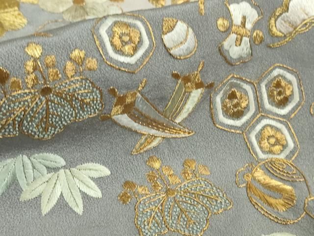 平和屋本店■極上　中国三大刺繍　相良刺繍　総刺繍　訪問着　宝尽くし　枝花文　淡紅藤色地　逸品　DZAB0188kh5 平和屋本店□極上 中国三大刺繍 相良刺繍 総刺繍 訪問着 宝尽くし 枝花