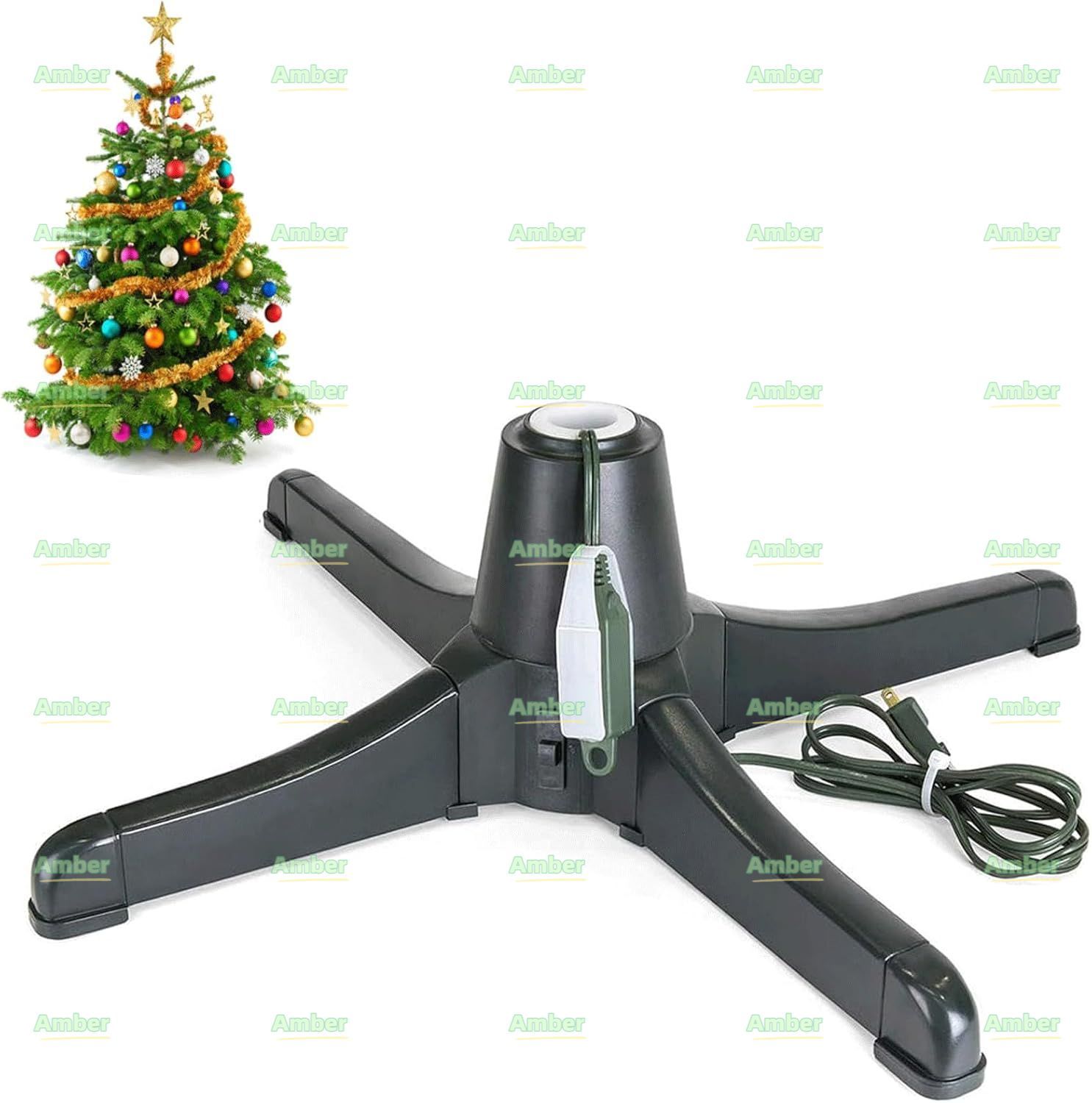 360回転クリスマスツリースタンド、電動人工調節可能ホリデーツリーホルダー、最大7.5フィート、80ポンドの木に対応、回転クリスマスツリーベーススタンド、低騒音、クリスマス用