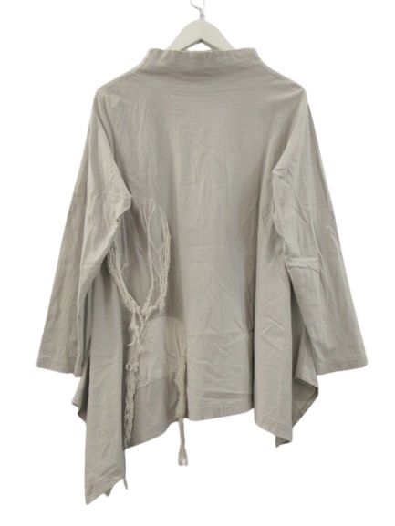 美品 センソユニコ 慈雨 ジウ プルオーバー 異素材 パッチワーク グレー 40 ジウ 慈雨 変形 プルオーバー 長袖 モックネック カットソー 綿