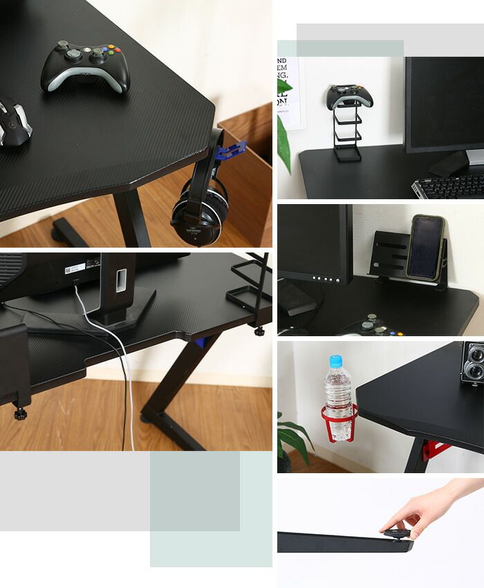 ゲーミングデスク おしゃれ パソコン デスク 机 アジャスター付き ラウンドデスク ゲーム 勉強 仕事 テレワーク MARWIL-DEMENAGEMENTS_CH