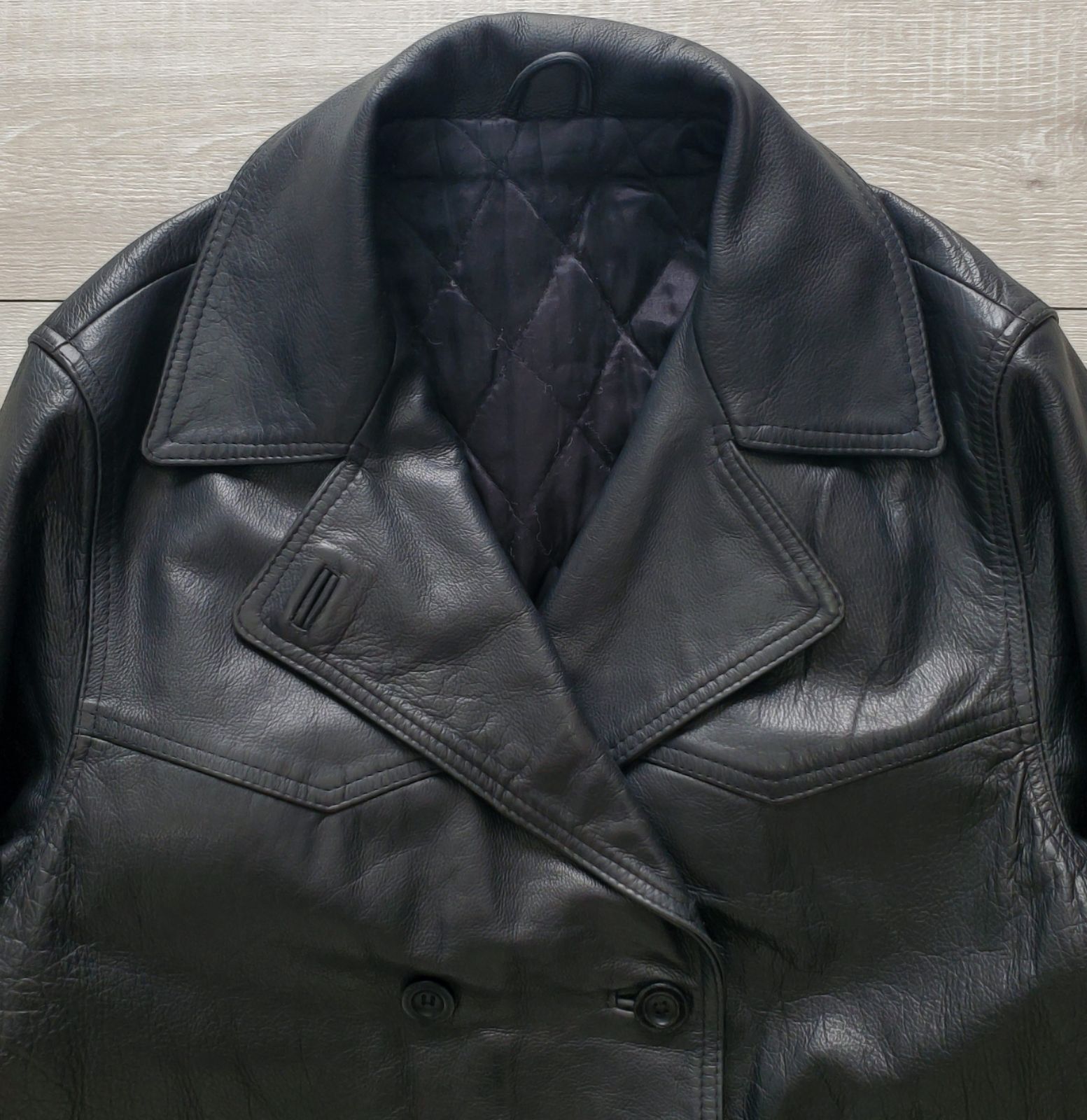 Euro vintage 1970-80s Leather Car Coat 古着 本革 ウエスタンヨーク