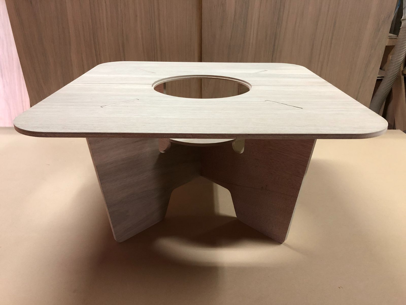 七輪テーブル 四角天板 組立式 無塗装品