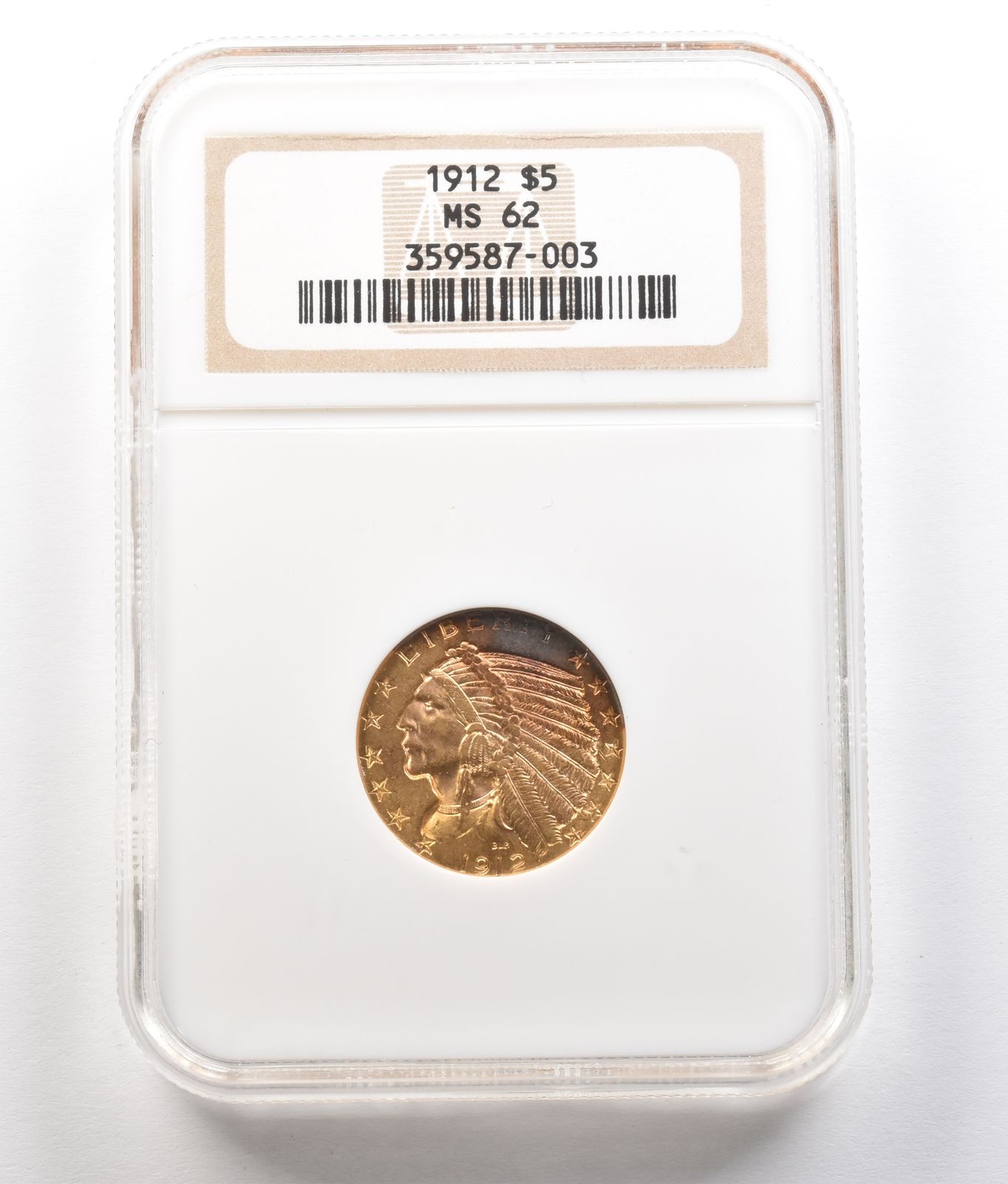 1912年 5ドル インディアンヘッドゴールド ハーフイーグル MS62 NGC インセイントーニング ネオンブルー *0835  楽天市場】1912-S インディアン ゴールド ハーフ イーグル $5 コイン - NGC AU58 - レア サンフランシスコ デイト :  世界の紙幣・金・銀 ラフテル