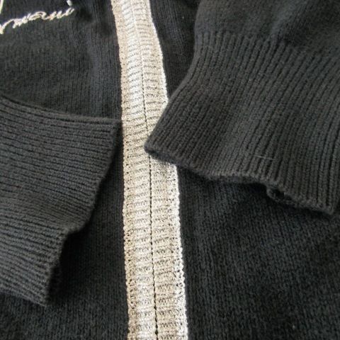 アルマーニエクスチェンジ A X ARMANI ニットパーカー ダブルジップ 長袖 ロゴ刺繍 切替 ラメリブ 小さいサイズ XS 黒 ブラック CK 21 GY 17 トレーナー スウェット トップス