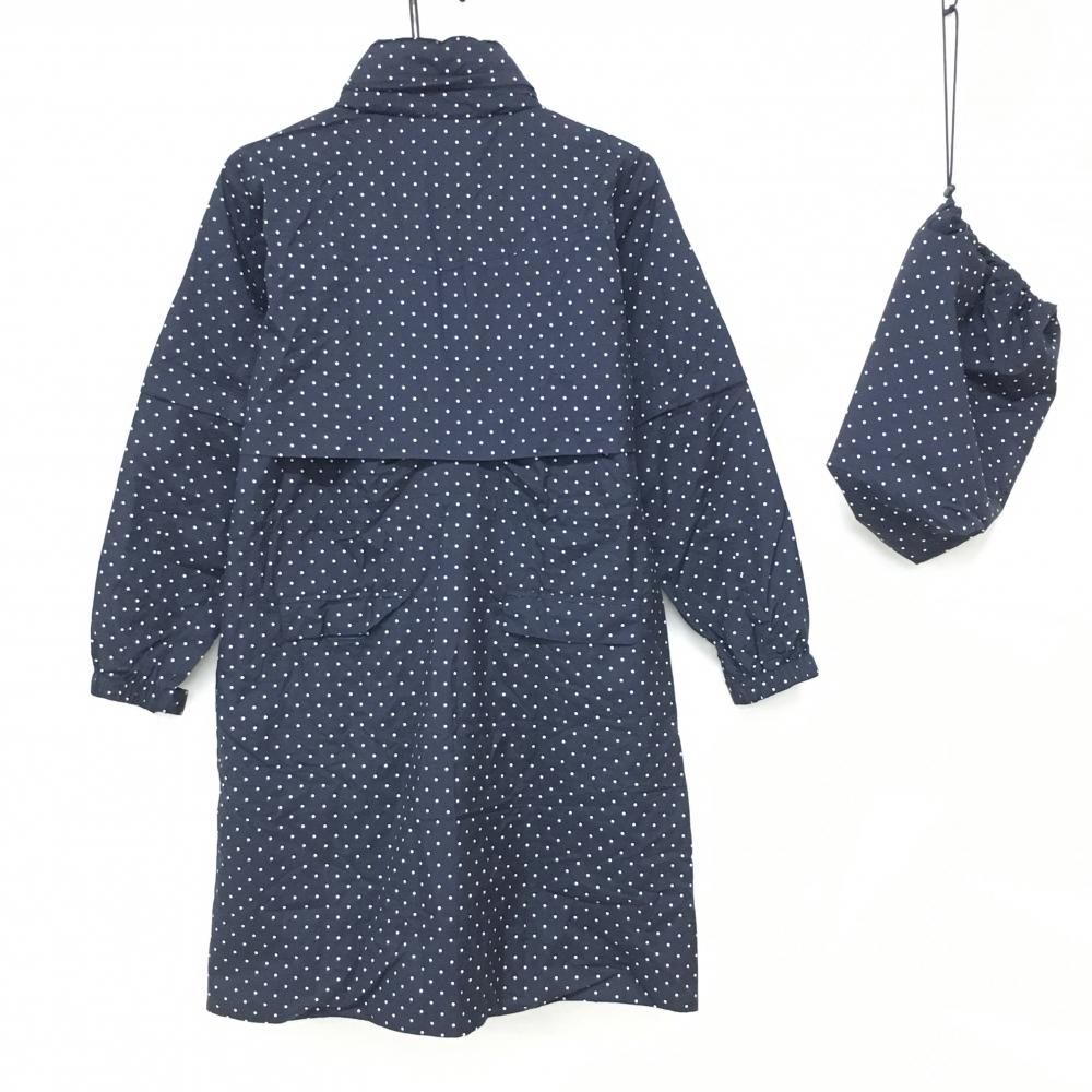 美品】ジュンアンドロペ 2WAYレインワンピース ネイビー×白 ドット