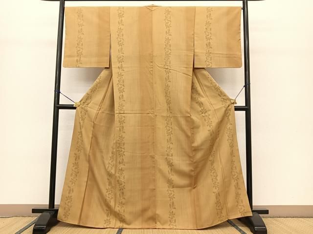 平和屋着物○結城紬 奥順 はたおり娘 100亀甲 飛び亀甲 更紗花間道