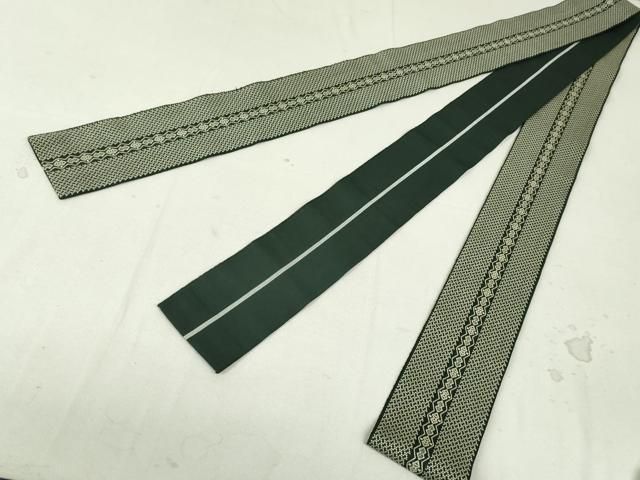 平和屋着物○本場筑前博多織 男性 両面 角帯 献上 間道 仙斎茶色 正絹