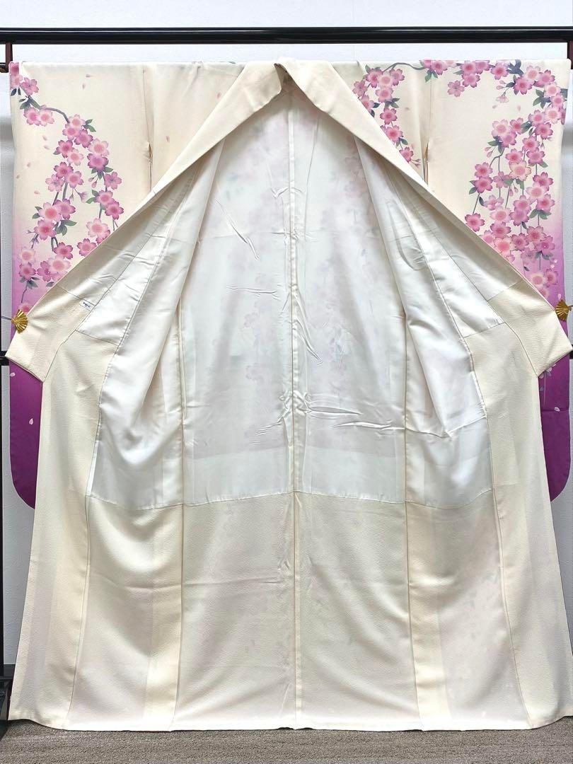 振袖 豪華 金駒 ちりめん 桜 身丈164cm パールトーン加工済 MO3137 