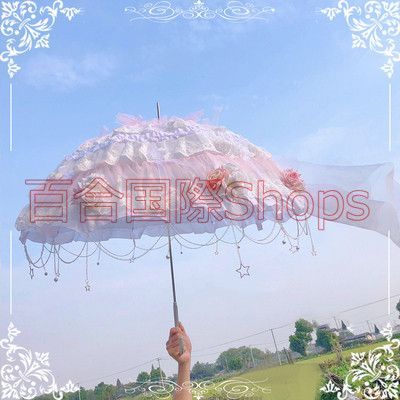 ロリータlolita 手作り レース ひらひらフリル パラソル 傘のみ プリンセス傘 日傘 宮廷 姫ロリ 甘ロリクラシック かわいい