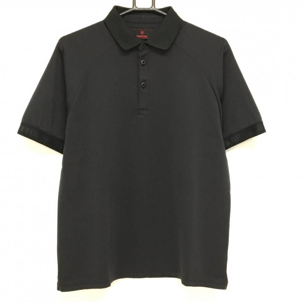超美品】ブリーフィング 半袖ポロシャツ 黒 袖口ロゴ メンズ M ゴルフ