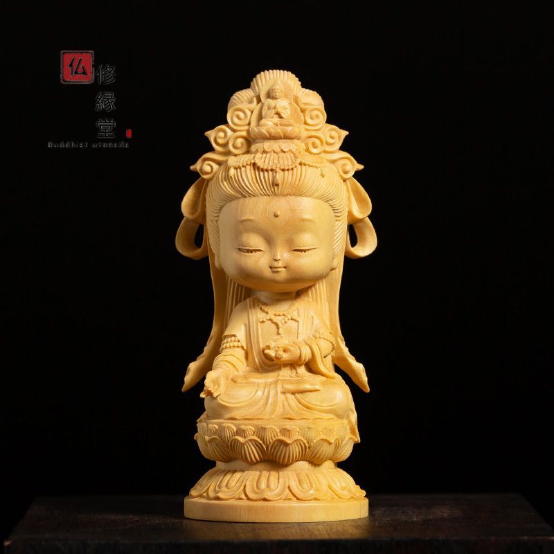 【修縁堂】総檜 彫刻 チベット密教 観音菩薩 置物 木彫仏像 彫刻工芸品 修縁堂】総檜 彫刻 チベット密教 観音菩薩 置物 木彫仏像 彫刻工芸品