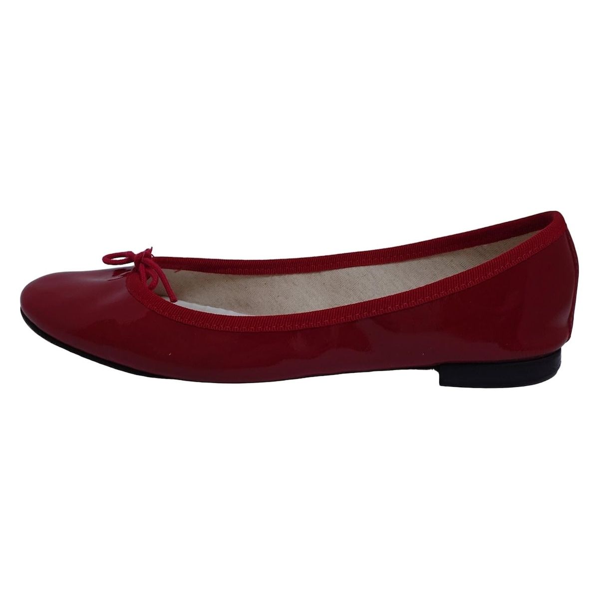 新品級⭐︎repetto バレエシューズ 38.5 赤 フラット リボン エナメル repetto(レペット) フラットシューズ 38 レディース - レッド
