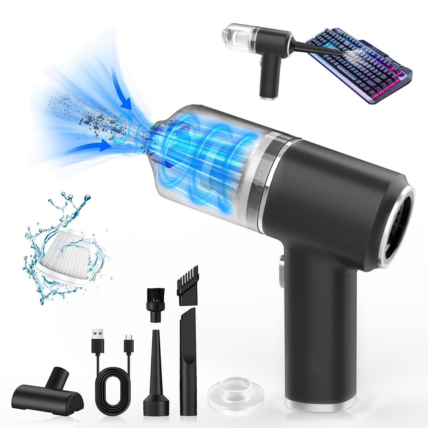 掃除機 コードレス 充電式 ハンディクリーナー 48000pa 強力吸引 3WAY