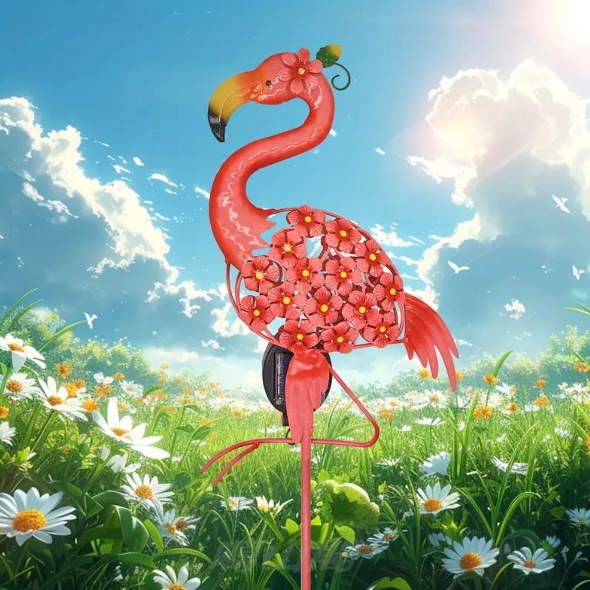 ソーラーライト ガーデンライト ガーデンオーナメント LEDライト センサーサイト フラミンゴ トリ 鳥 庭オブジェ 置物 癒しグッズ ガーデニング お庭 玄関ライト 園芸装飾 オシャレ ギフト プレゼント