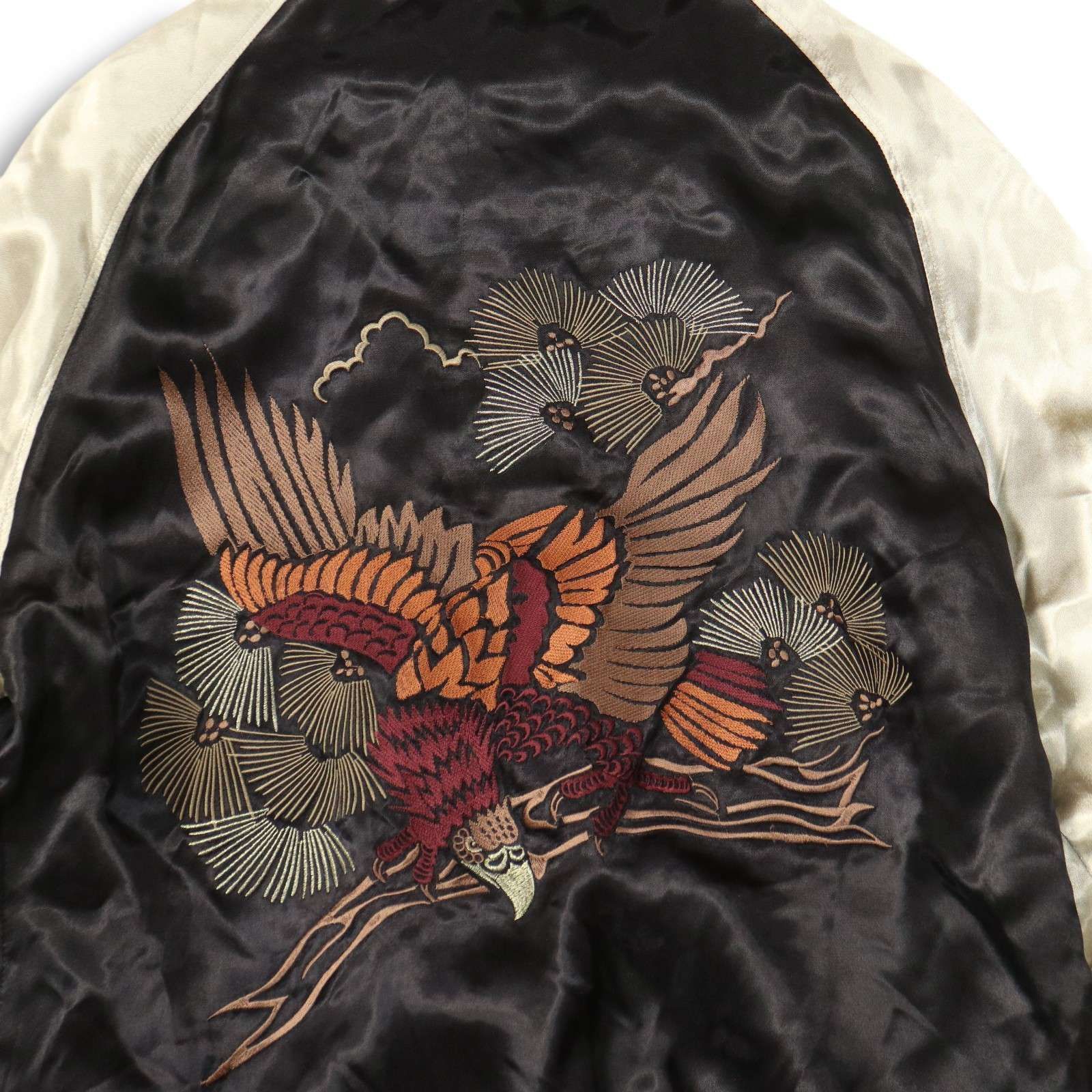 ZARA MAN ザラ マン 通年 松 鷹 イーグル刺繍☆ サテン スカジャン