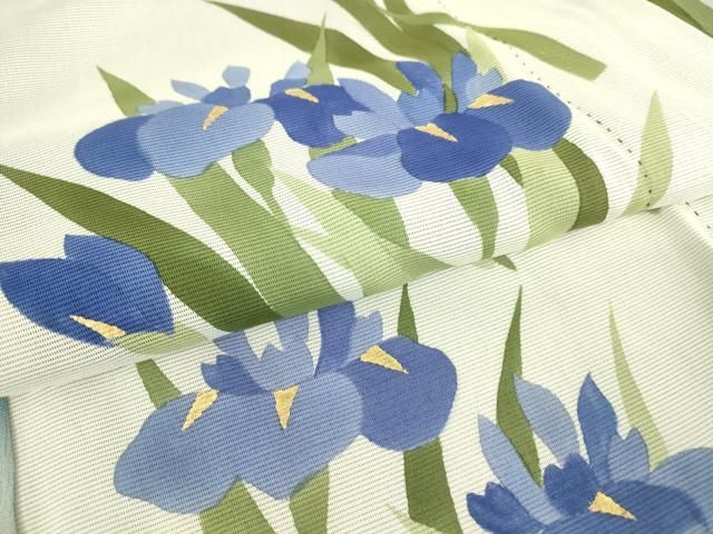 平和屋着物▽訪問着　無双　紗袷　紋紗×絽　杜若　金彩　正絹　逸品　DAAT9349az 平和屋着物▽訪問着 無双 紗袷 紋紗×絽 杜若 金彩 正絹 逸品