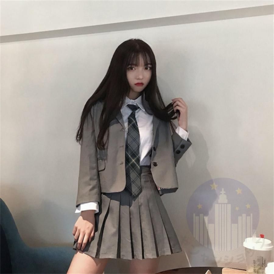卒業式スーツ女の子韓国制服卒服小学校女子ゆったりサイズ4点セット子供服ガールズ入学式ネクタイジャケットブラウスシャツスカート