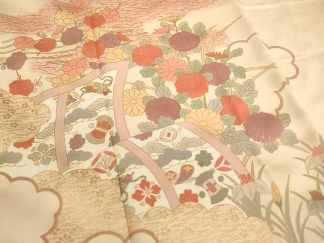 平和屋着物○訪問着 絞り 雲取り花文 暈し染め 金彩 正絹