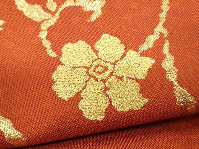 平和屋着物○六通柄 本袋帯 笹つる錦文 純金箔織 正絹 逸品 CAAY9252yk