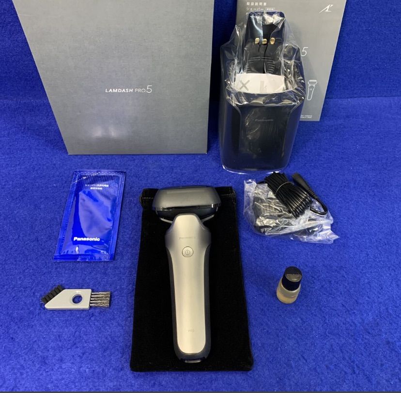 展示♥ 保証 パナソニック ES-L570W-S ラムダッシュPRO メンズシェーバー 5枚刃 全自動洗浄充電器 ポーチ付 お風呂で剃れる シルバー