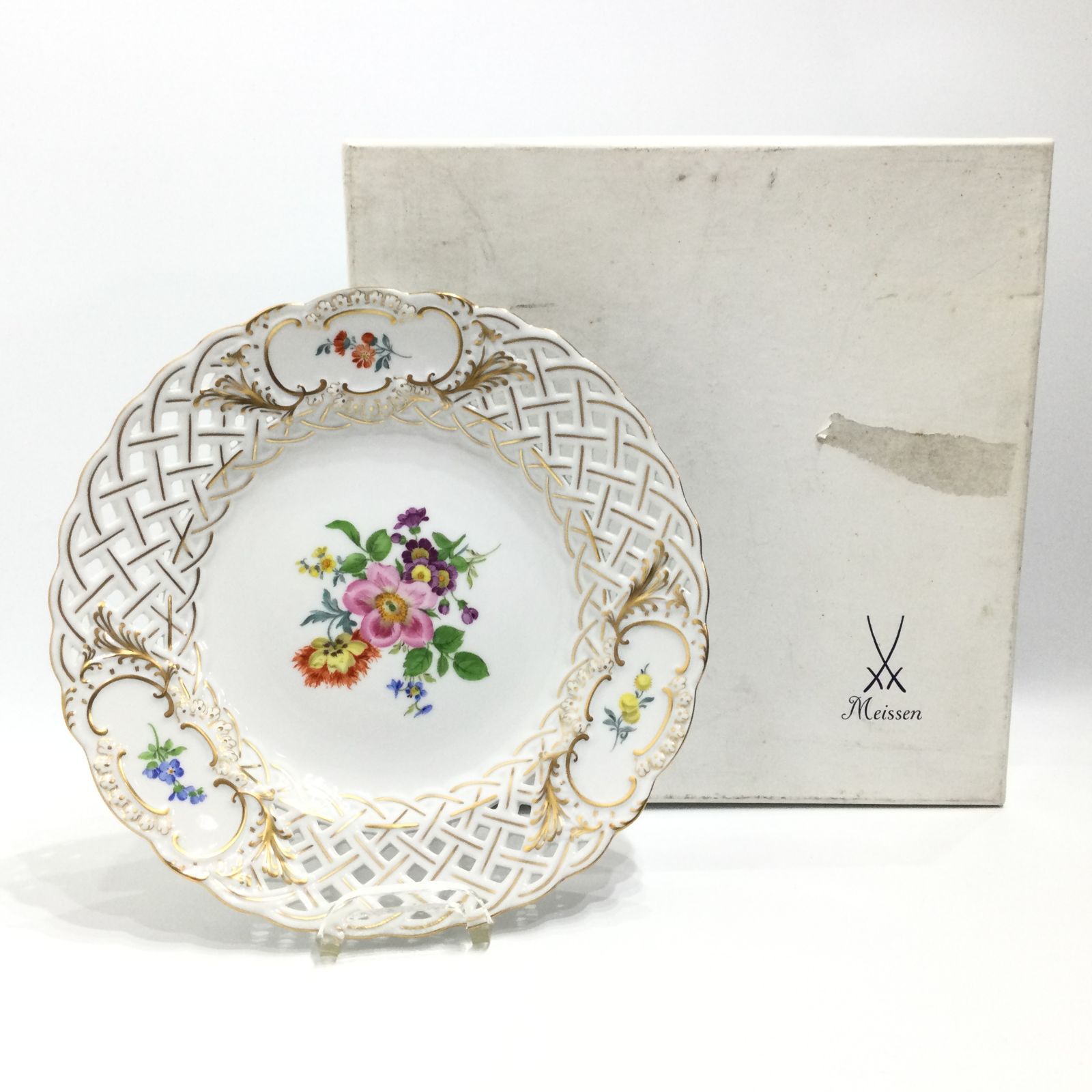 マイセン ベーシックフラワー 5つ花 オープンワーク プレート 紙箱・皿