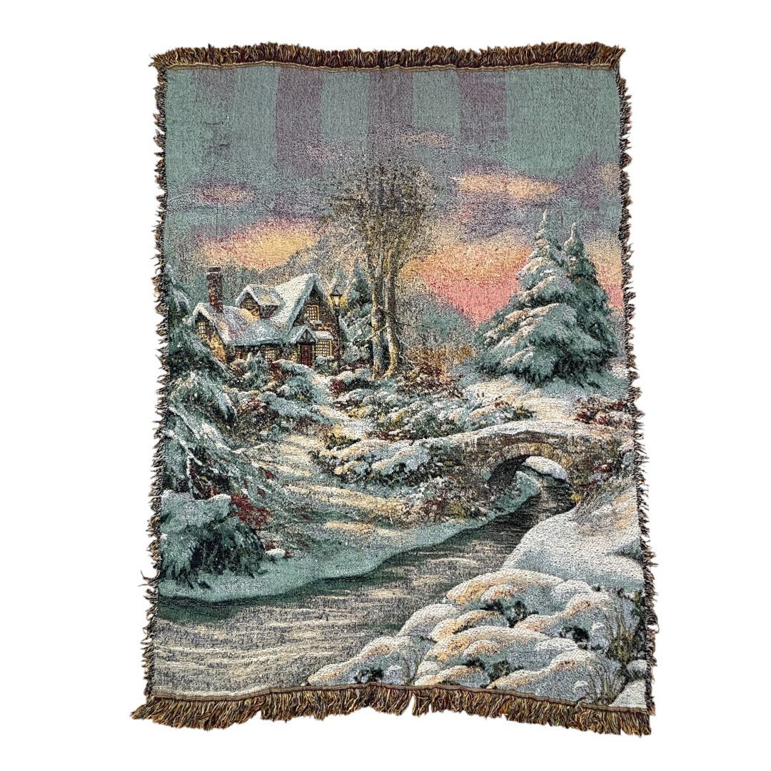 vintageラグ カーペット 雪景色 別荘 風景 1571 ラグ・カーペット・マット vintageラグ カーペット 雪景色 別荘 風景 1571