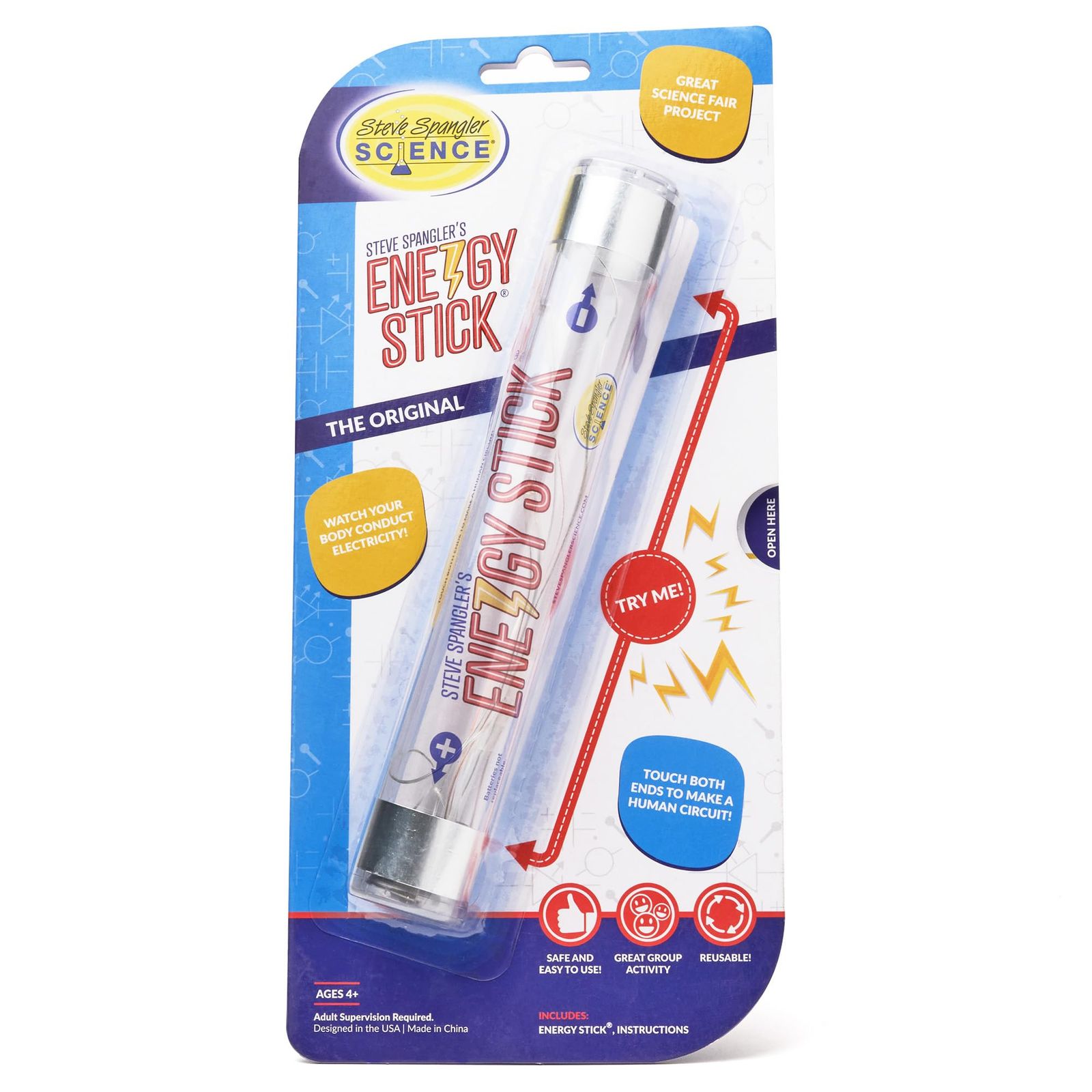 Steve Spangler サイエンス エナジースティック – 子供たちが電気の導体について学ぶ楽しいサイエンスキット 安全 実践的なSTEM学習玩具 独立またはグループアクティビティ 教室や自宅用 [エナ
