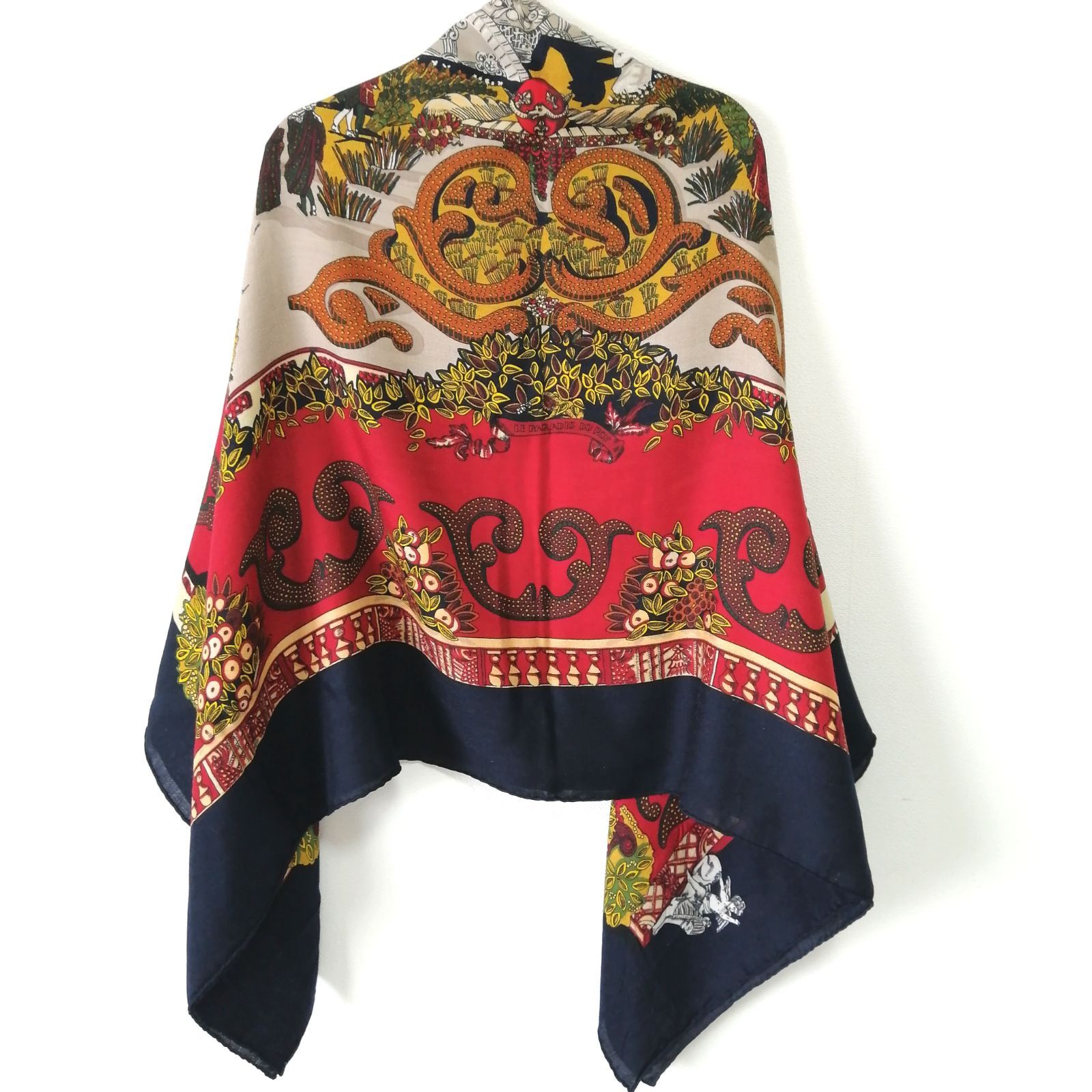 良品 エルメス HERMES カレ140 カレジュアン ショール ストール