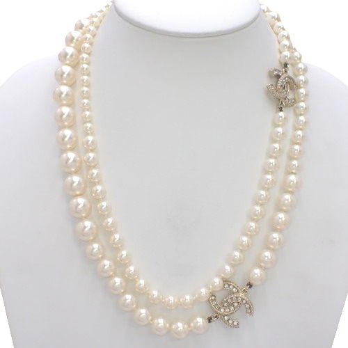 CHANEL(シャネル) ココマーク フェイクパール ロングネックレス メタル  