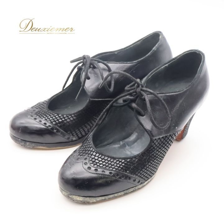 フラメンコ 衣装 サイズ38 ドンフラメンコ 靴 シューズ レディース ブラック系 黒 ヒール 釘有り DON FLAMENCO スペイン製 練習 舞台 発表会 フラメンコ 靴 スペイン製 ヒール シューズ ブラック系 レッスン おしゃれ デザイン 釘付き