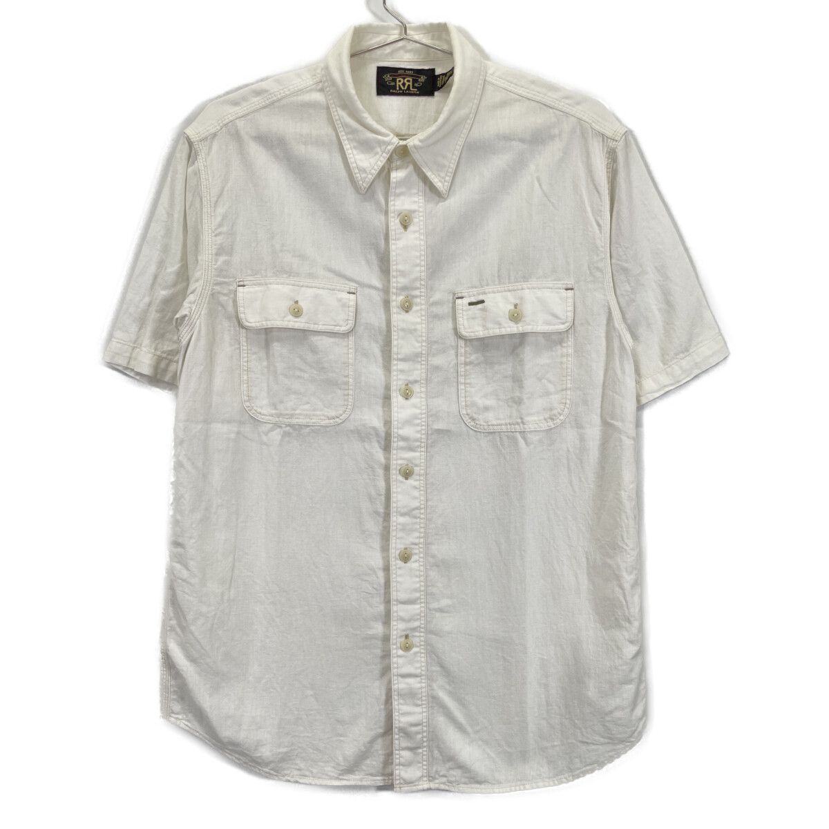 RRL ダブルアールエル ﾎﾜｲﾄ 25SS ｾﾙｳﾞｨｯｼﾞﾃﾞｨﾃｰﾙ ｼｬﾝﾌﾞﾚｰ ﾜｰｸｼｬﾂ S