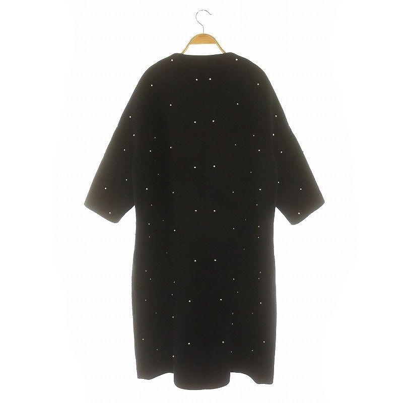 TSURU パールコートマリコバイオイカワノーカラーウールコート黒コート