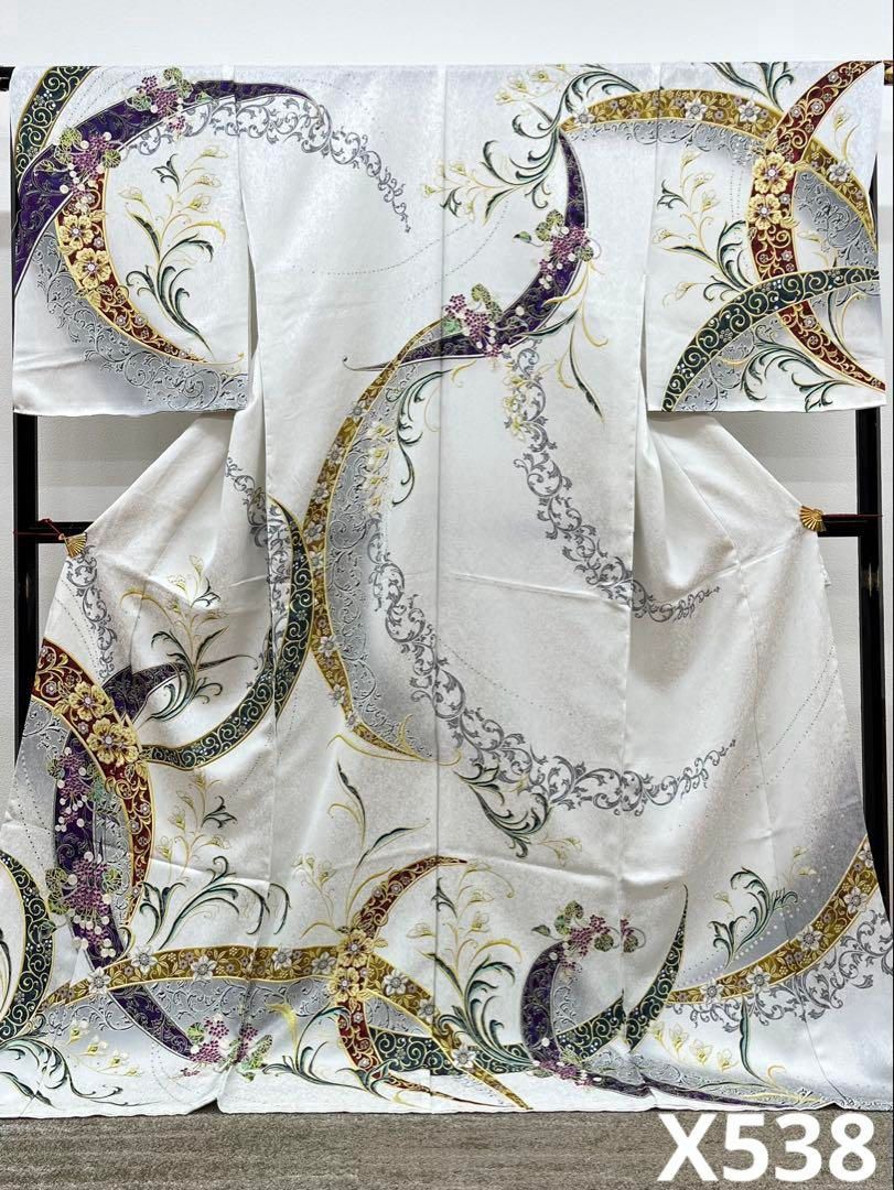 訪問着 未仕立て品 仮絵羽 銀通し 正絹 八掛付き 大衆演劇 舞台衣装