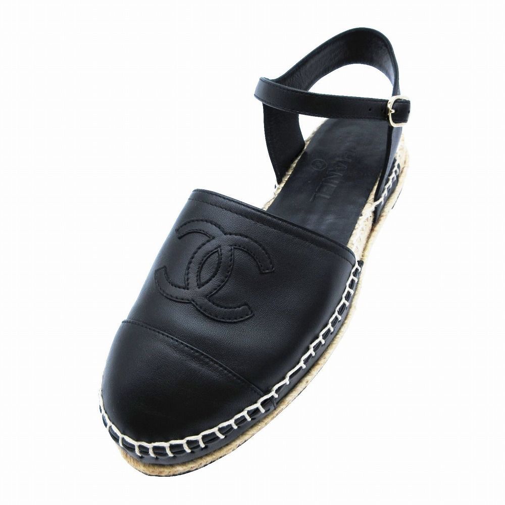 CHANEL シャネル ココマーク 20S レザー サンダル レディース ブラック