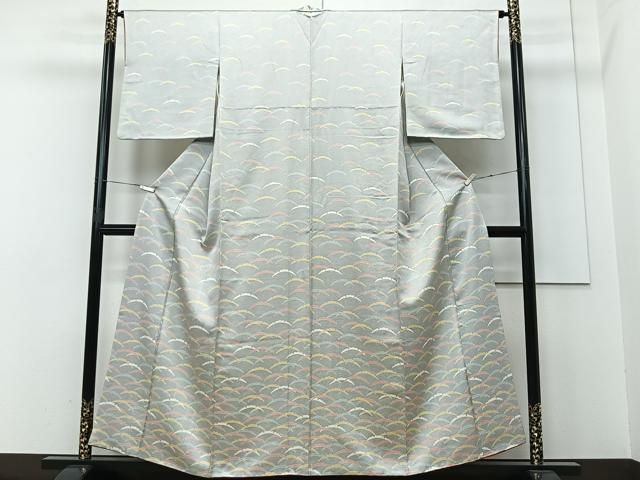 平和屋着物＃長羽織 雪芝花文 銀彩 正絹 逸品 CAAT5866id