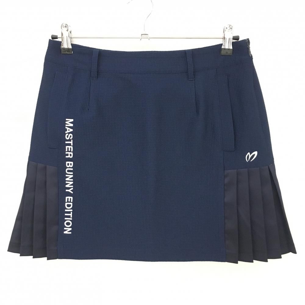 【新品タグ付】マスターバニー　レディース　プリーツスカート　M ネイビー 超美品】マスターバニー スカート ネイビー 織生地 サイドプリーツ