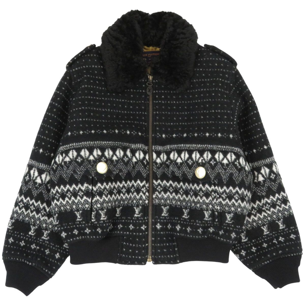 絶対必見! ルイヴィトン LV ロゴ ジャガード ジップアップジャケット レディース ブラック LOUIS VUITTON アパレル 小物 ８月１５日まで送料無料。